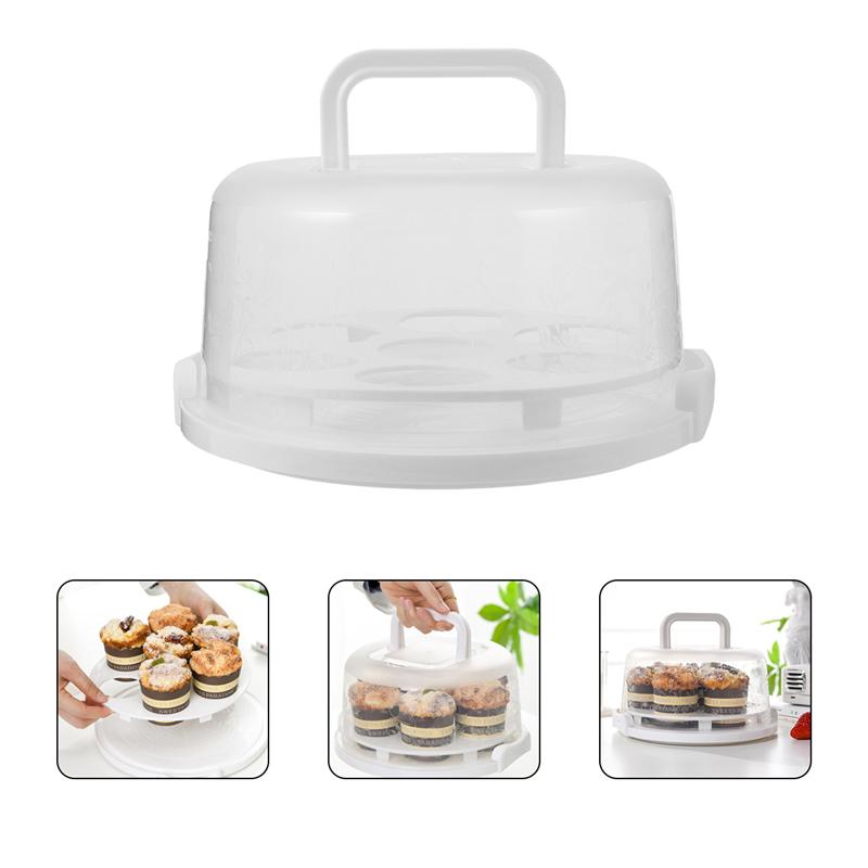 1pc Portable Cake Box Handheld Cake Packaging Food Storage Case Fresh Keeping Container with Lid