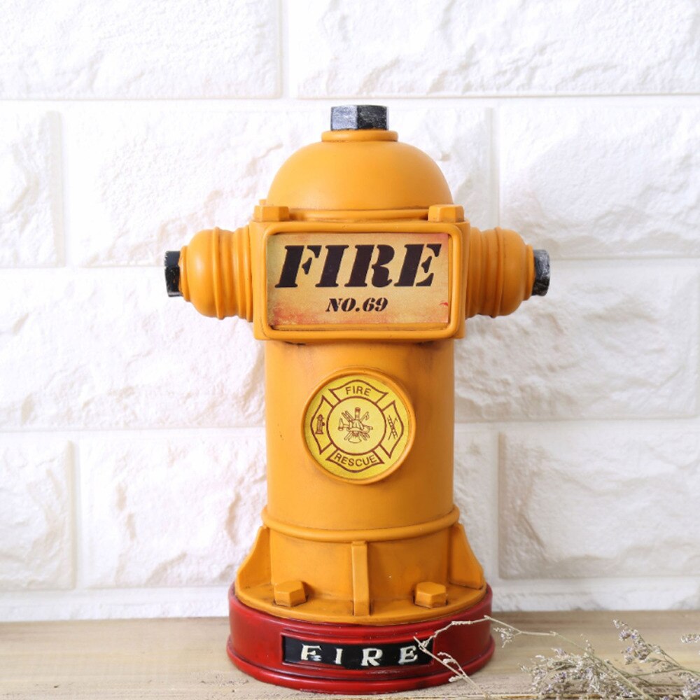 Resin Fire Hydrant Piggy Bank Fire Extinguisher Figurines Ornament for Home Vintage Soft Decoration for Kid Birthday