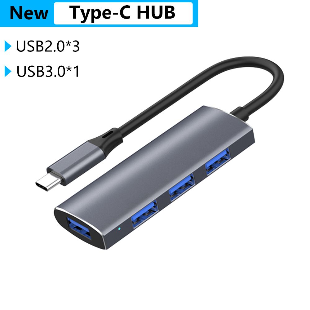 1 Pc High Speed Usb 3.0 Hub Multi Usb Splitter 4 Poorten Expander Adapter Type-C/ Type-een Naar Usb Computer Accessoires Voor Laptop Pc: New Type-C Hub