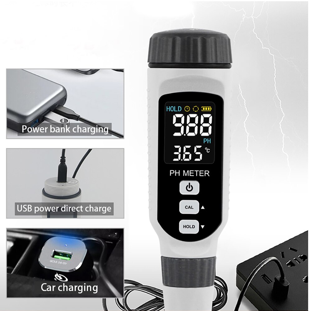 PH828 Pen Type Ph Detector Hoge Precisie Industriële Water Ph Ph Water Analyzer Kleur Display Opladen