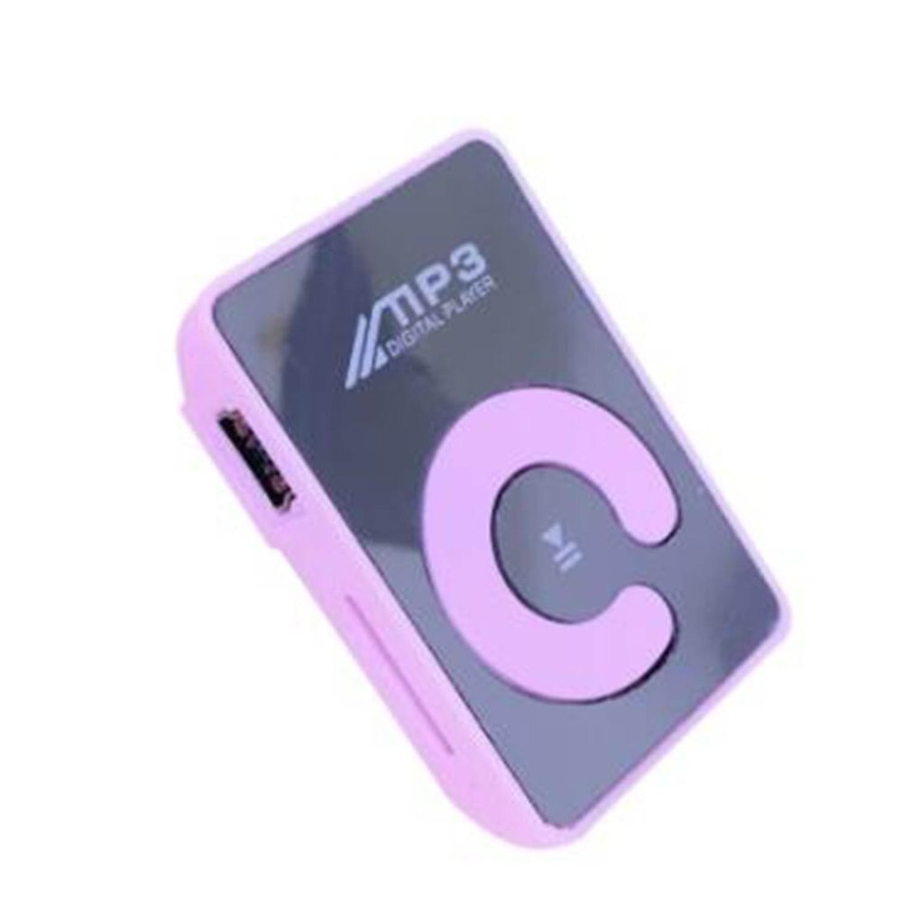 Portable Mini Mirror Clip MP3 Player Music Media Support Micro SD TF Card Hifi MP3 for Outdoor Sports Lithium Battery: Pink / 32GB
