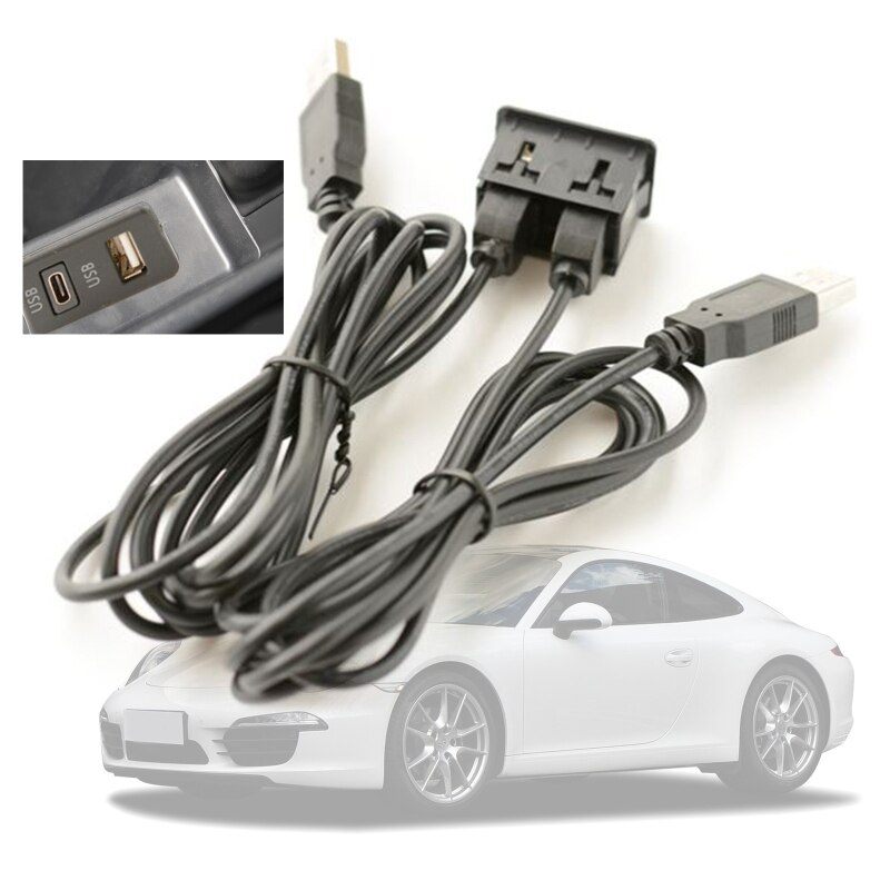 Car Boat DIY Flush Mount Jack USB Type-C Interface Auto Dashboard Extension Cable Automotive Power Cable
