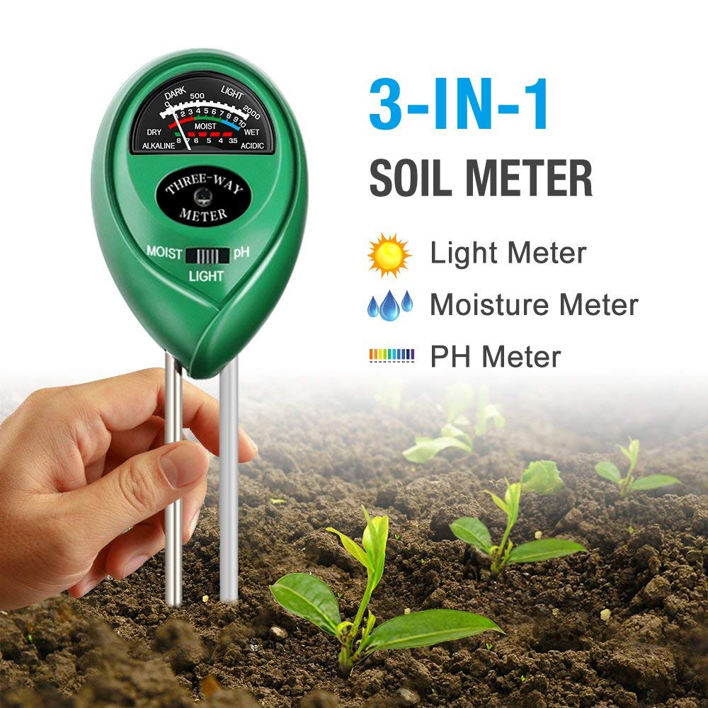 Soil PH Tester 3-in-1 Moisture Sensor Meter Sunlight PH Soil Test Light And PH Tester for Garden romote Plants Healthy Growth