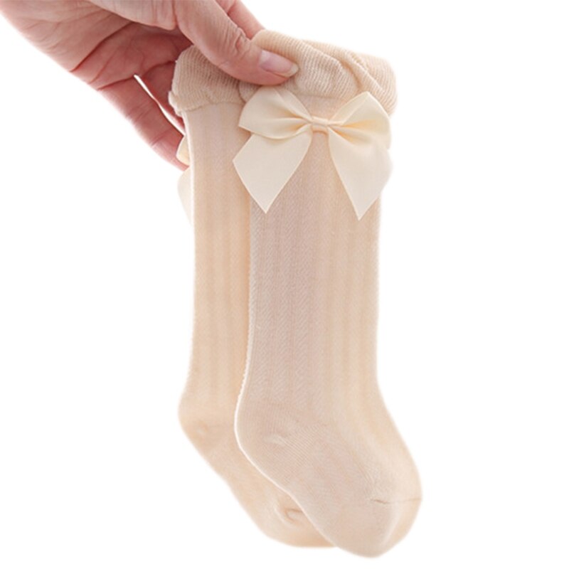 Babymeisjes zomer dunne mesh hoge sokken met strik anti-muggen overknee kous  f3me: Kh / L 18-36m