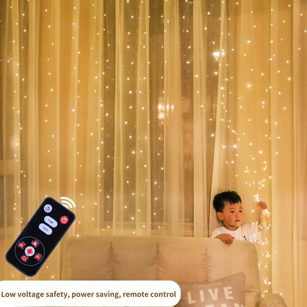 Guirlande lumineuse LED rideau étoilé avec télécommande, guirlande lumineuse décorative étanche