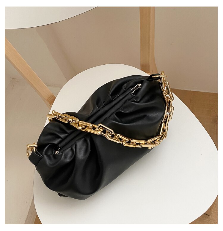 Bolso bandolera Hobos Cloud con cadena gruesa para mujer, Cartera de lujo, novedad,: Black