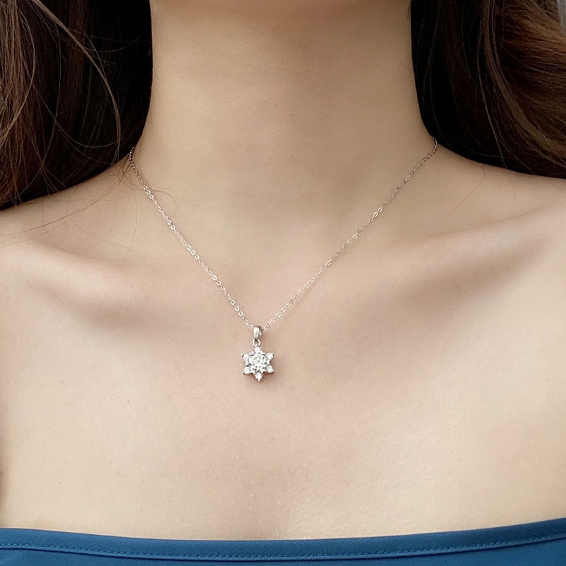 Moissanite Diamond Sterling Zilver 925 Sneeuw Hanger Kettingen Voor Vrouwen Wedding Zilveren Sieraden Met Certificering
