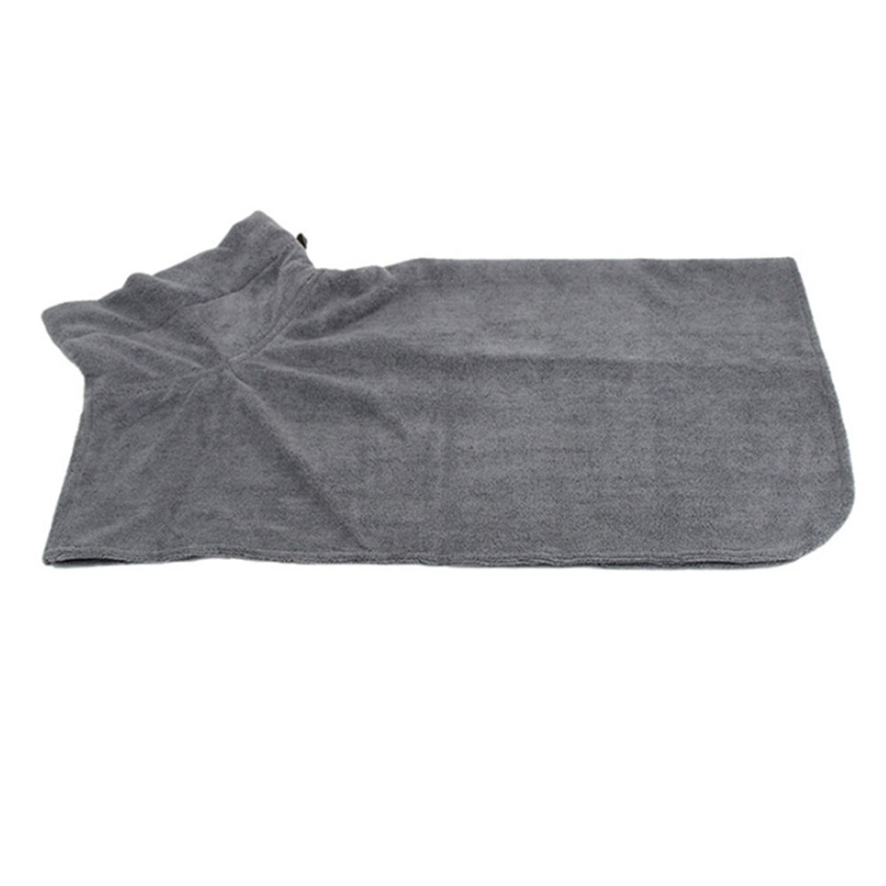 Kjæledyr badekåpe fortykket mikrofiber badehåndkle superabsorberende hund tørkehåndkle med bånd: Grå / Xs