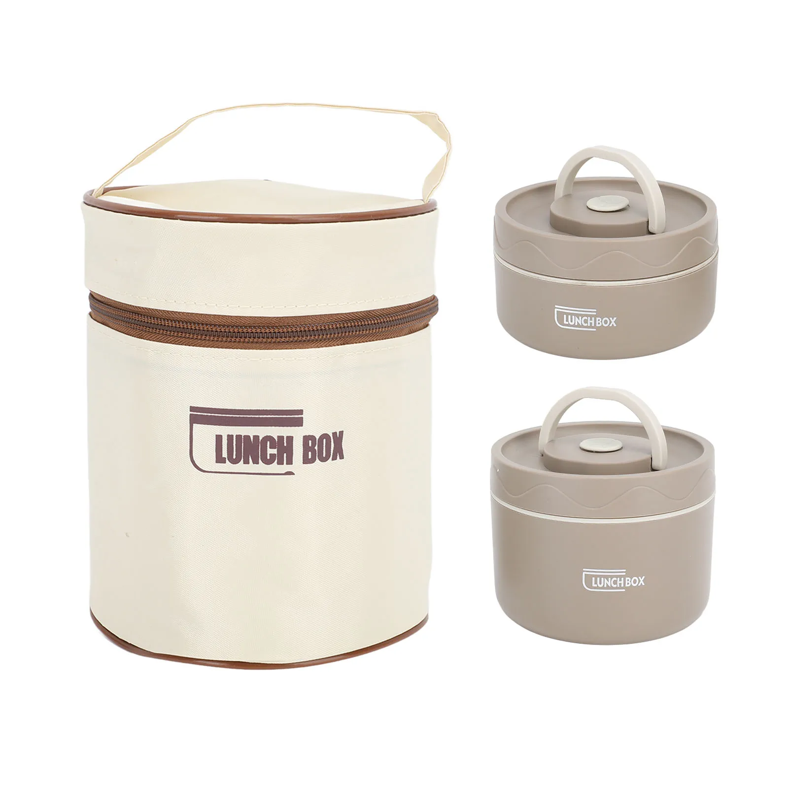 Stainless Steel 304 Sealed Multifunction Portable Round Heat Box Insulated Lunch Box Bento with Thermal Bag: WHITE
