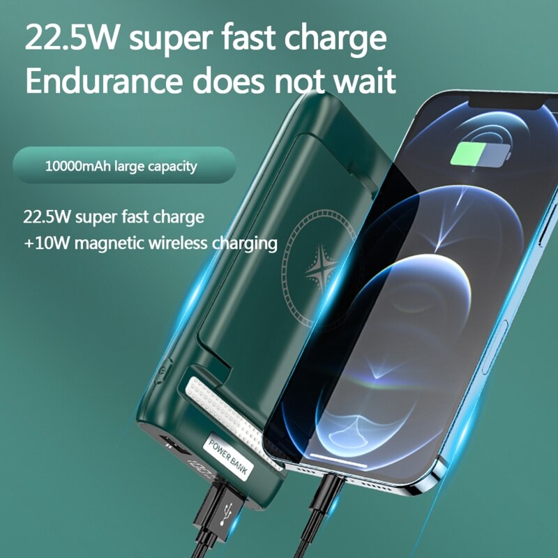 10000mAh Power Bank PD+QC 3.0 Fast Charging Powerbank External Battery Charger Magnetic Wireless K1KF