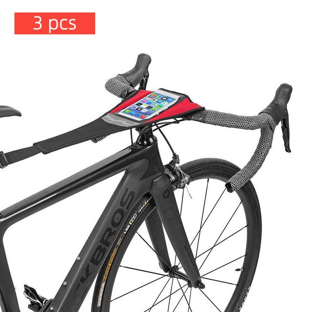ROCKBROS Road Mountain Bicycle Sweat Cover Waterproof Bike Turbo Trainer Sweat Absorb Guard Strap Net Cover Bicycle Accessories: D23-2BR 3pcs