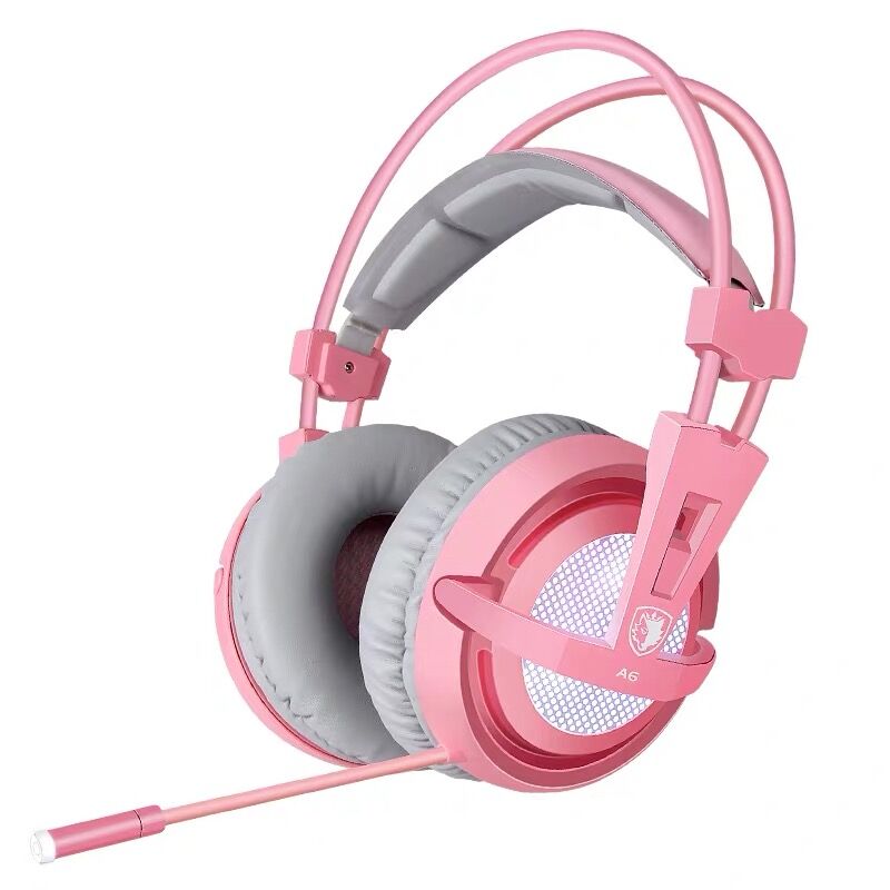 Sades A6 casque de jeu casque Gamer 7.1 Surround son stéréo écouteurs USB Microphone respiration lumière LED PC Gamer: Rose