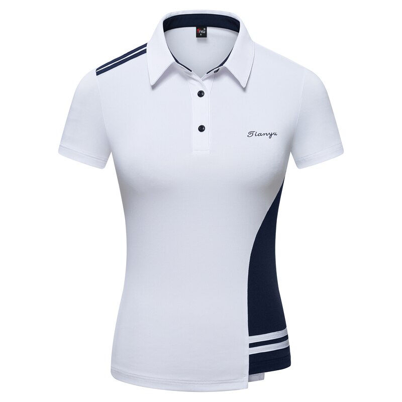 Golf t shirts kvinder poloshirts kvindelige golf sportstøj kortærmet slanke bowling toppe dame breathabke golf træning shirts: Hvid / L