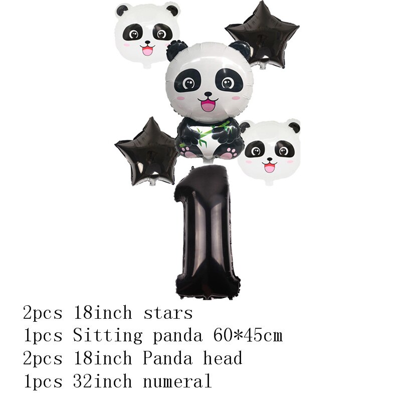 Panda Birthday Balloon Panda Banner Helium Foil Star Number Balloons Birthday Party Decoration Kids Animals Figures Aluminum: Balloon-Panda-1
