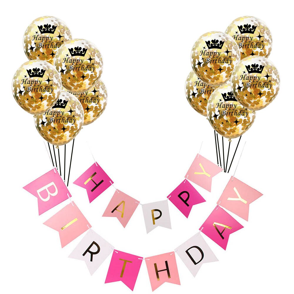 1set Adult Kids Happy Birthday Ballon Letter Banner Gold Confetti Helium Latex Ballon Party Decorations Air Balls Globos: as picture 6