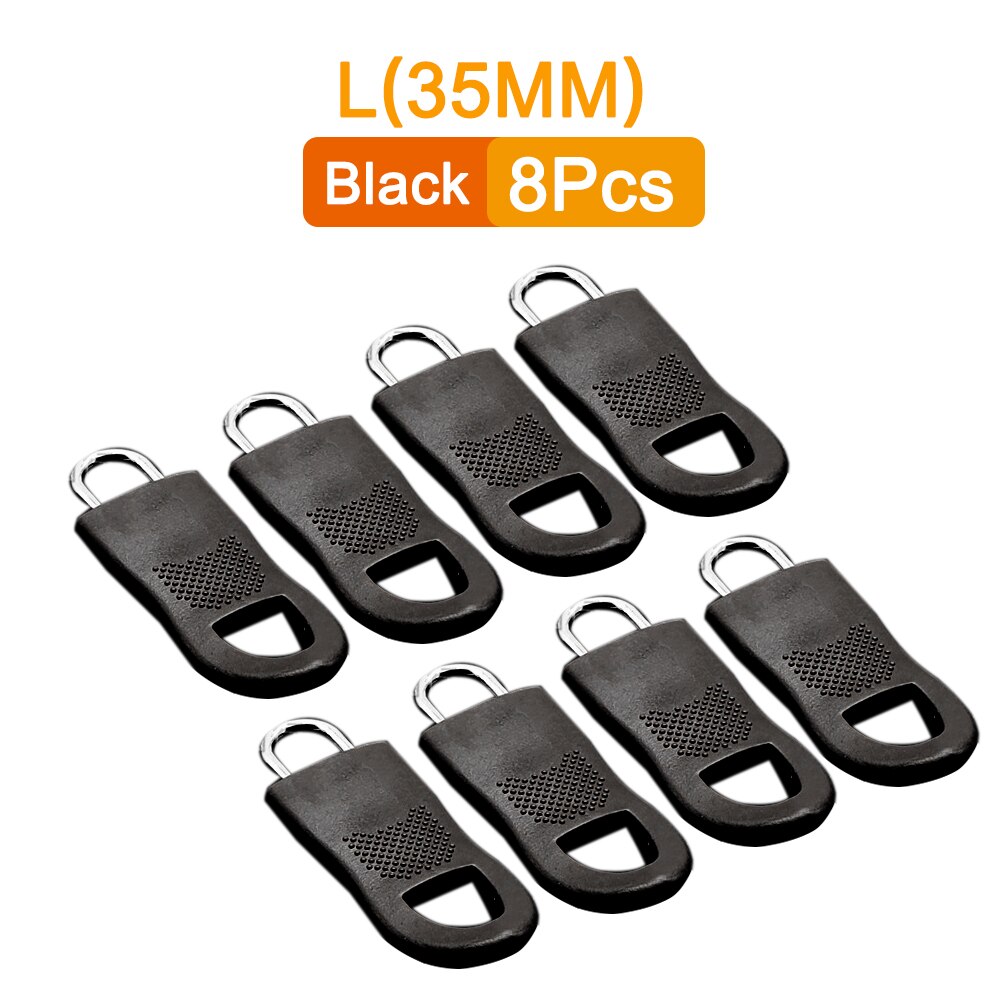 Tirette de remplacement, 8 pièces, tirette de fermeture éclair, étiquette de corde, fixateur de fermeture éclair, boucle cassée, sac à languette, valise, sac à dos, tente: 8PCS-Black-L