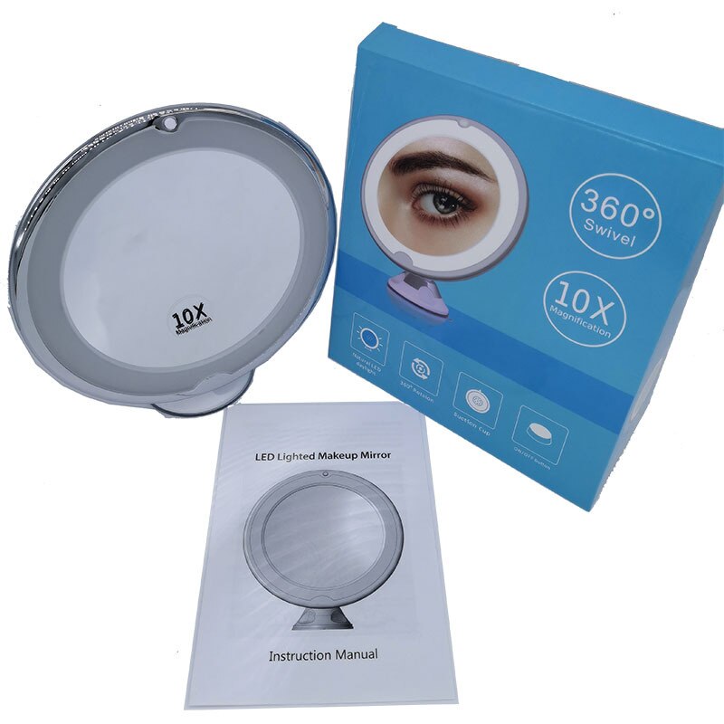 10X Magnifying LED Bathroom Wall Mounted Suction Mirror Mural Light Vanity Makeup Bath Cosmetic Smart Shaving Mirrors