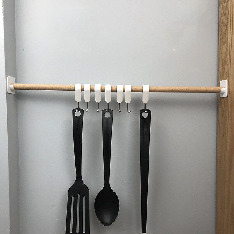 2pcs Self Adhesive Curtain Hanging Rod Brackets Organized Pole Holders Bathroom Room Towel Bar Hook Support Hanging Rack Hook