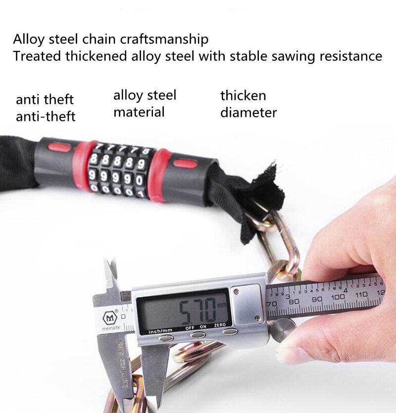 Bicycle Chain Lock Five-digit Combination Lock Anti-theft Lock Trolley Lock Outdoor Riding Mountain Bike Road Bike Anti-theft