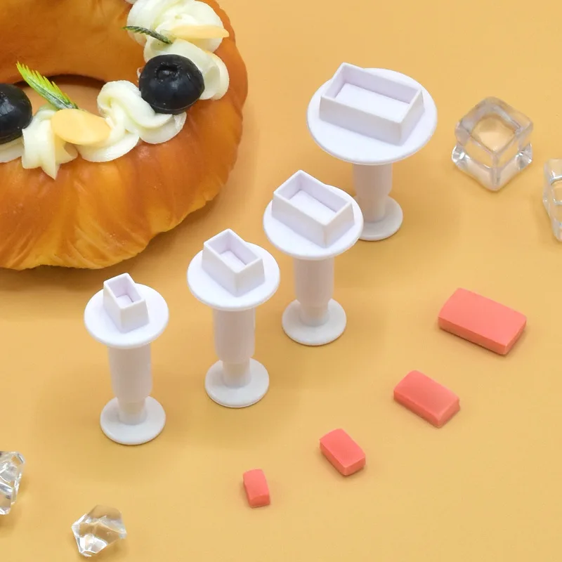 Herramientas para hornear, troquel de corte de plástico con impresión, modelado básico, geometría, prensado, galleta, Fondant, molde para pastel, suministros de cocina: Amarillo claro