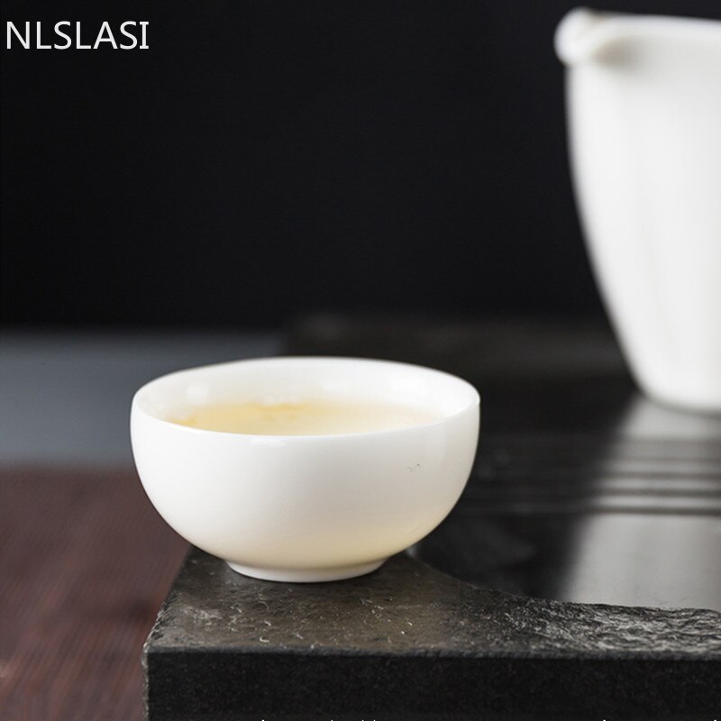Dehua White Porcelain Teacup Chinese Handmade Ceramic Tea Set Teacup Master Cup Tea Bowl Drinkware Portable Personal Single Cup