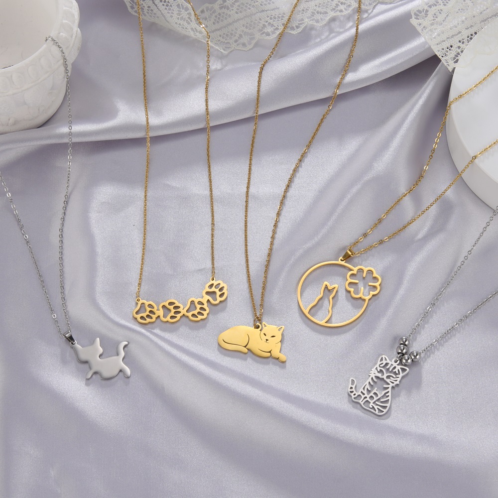 Cazador Schattige Dieren Kat Hanger Ketting voor Vrouwen Meisjes Mooie Poot Choker Halsketting Roestvrij Stalen Sieraden 2025