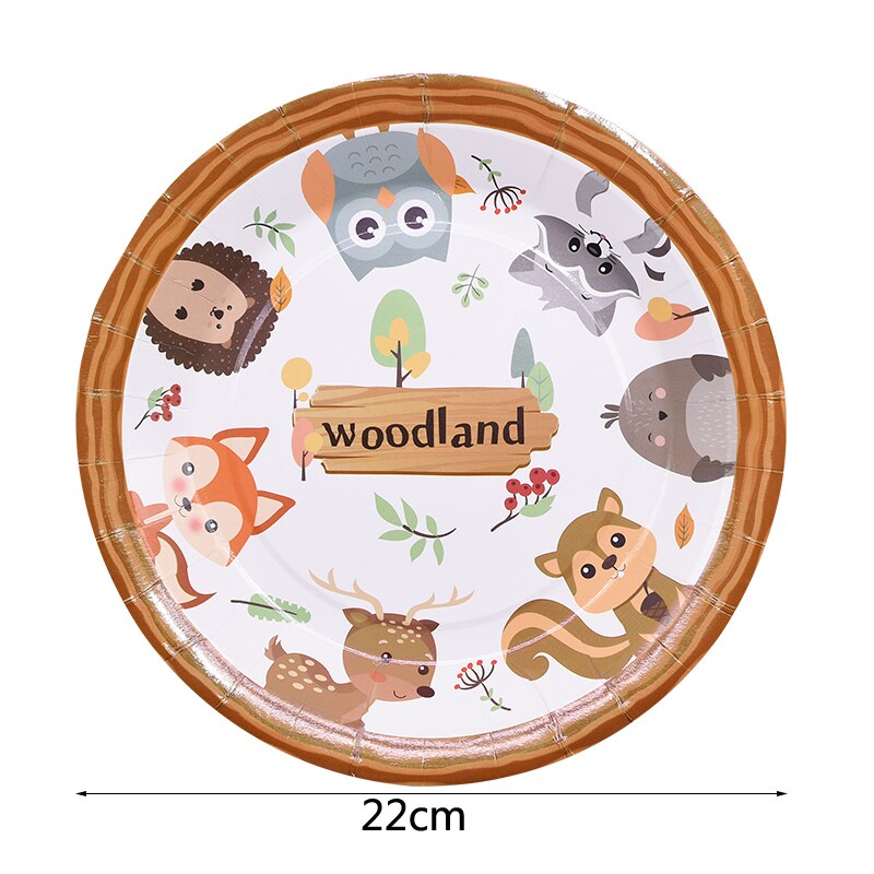Forest Theme Party Decoration Hedgehog Owl Fox Napkin Plate Cup Jungle Animal Tableware Baby Shower Kids Birthday Party Supplies: B01-6pcs