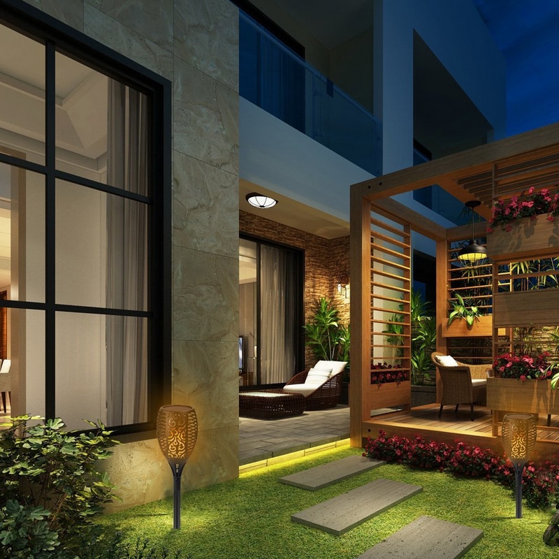 Solar Tiki Torch Lights LED Garden Waterproof Outdoor Courtyard Lamp Dancing Flame Flickering 96 LEDs Decorative Lights IP65