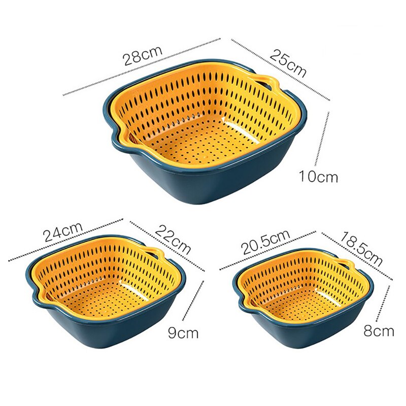 Kitchen Double Drain Basket Bowl Washing Storage Basket Strainers Bowls Drainer Vegetable Cleaning kitchen Gadgets