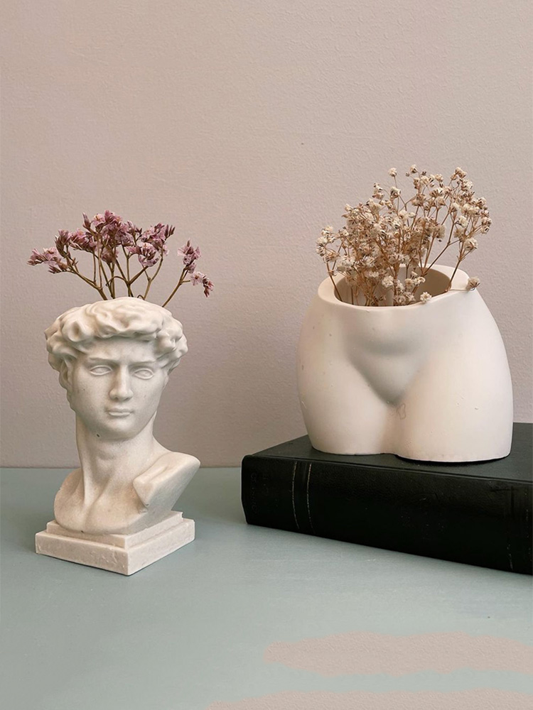 Nordic Style David Vase Mold Concrete Dried Flowers Container Pen Holder Plaster Mold Hip Cement Planters Mold