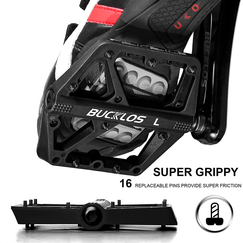 BUCKLOS MTB Bike Pedals Sealed Bearing Mountain Road Bicycle Flat Pedal Platform Ultralight 9 16'' Platform Pedals Bicycle Part