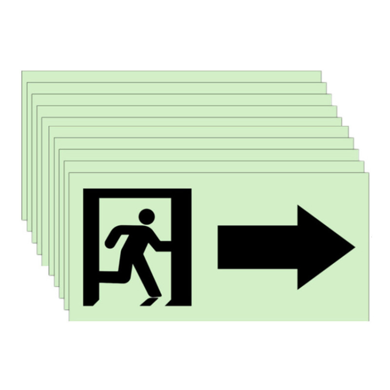 EXIT Signs Glow In The Dark Decals 10 Pieces 3.94"x1.97" Emergency EXIT Luminous Wall Sticker for Stairway Hallway Hotel Shop: Right / 15x7.5cm