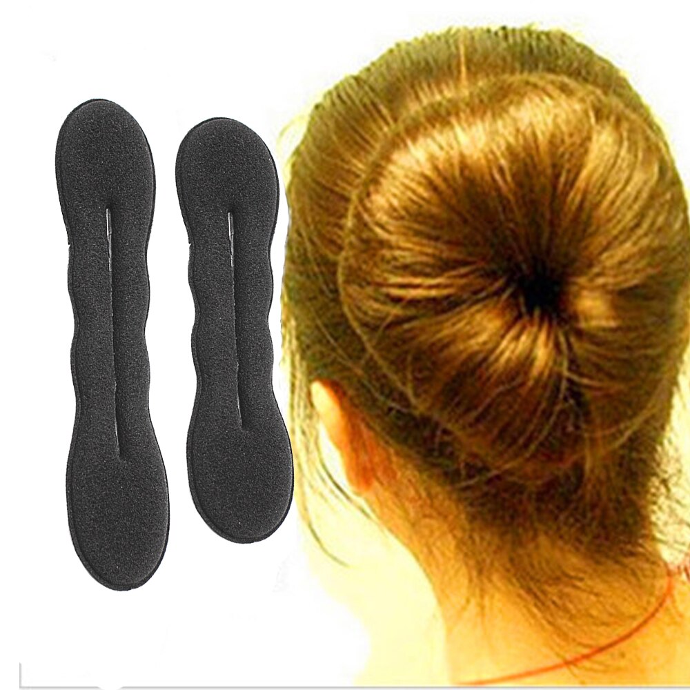 Esponja para penteado cabelo beleza mágica preta, esponja para criar penteados em cabelo com rosca e rabo de cavalo 2 tamanhos l (22.5cm)/s (17.5cm)