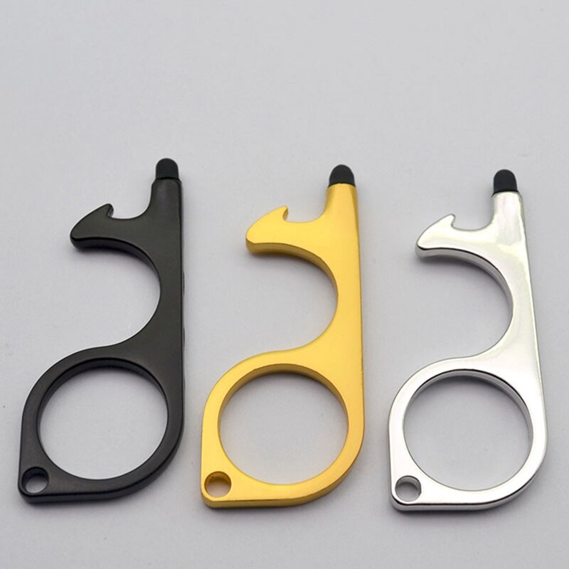 Portable Door Opener Tool Keychain Tool For Outdoor Public Door Handle Touchscreen Button Bottle Opener Keychain