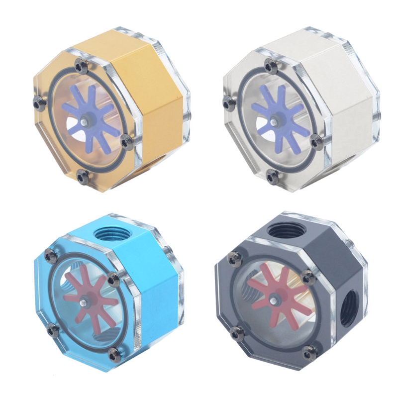 PC Acrylic Aluminum Octagonal Flow Meter Water Tank Liquid Water Cooling Cooler