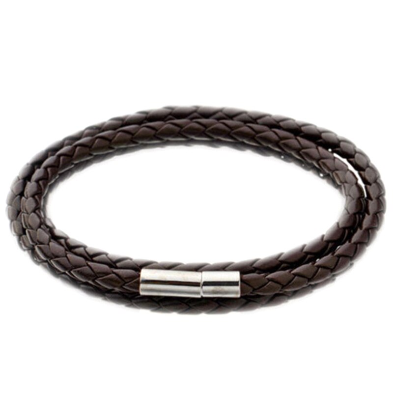 1 stück Leder Multi Schichten Charme Armband Für Frau Und Mann Schwarz Weiß Bronze Webte Stricken Lange Armband Schmuck: CE