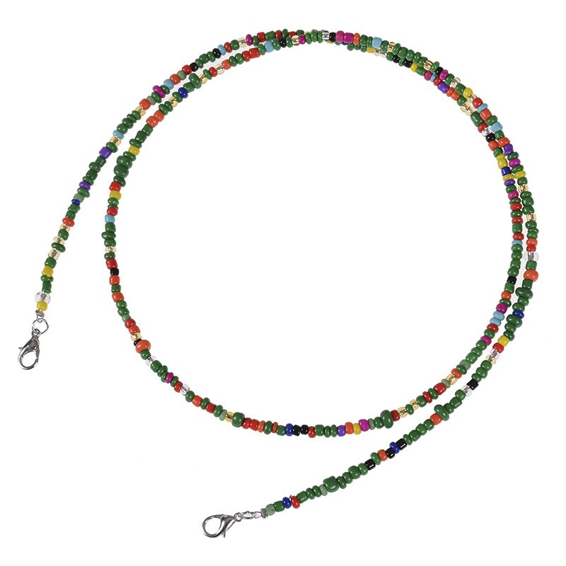 10 stuks regenboogkleurige masker glazen bedel kralen lanyard handgemaakte nek anti-dropping & lost dubbele gesp unisex ketting sieraden: Roodbruin