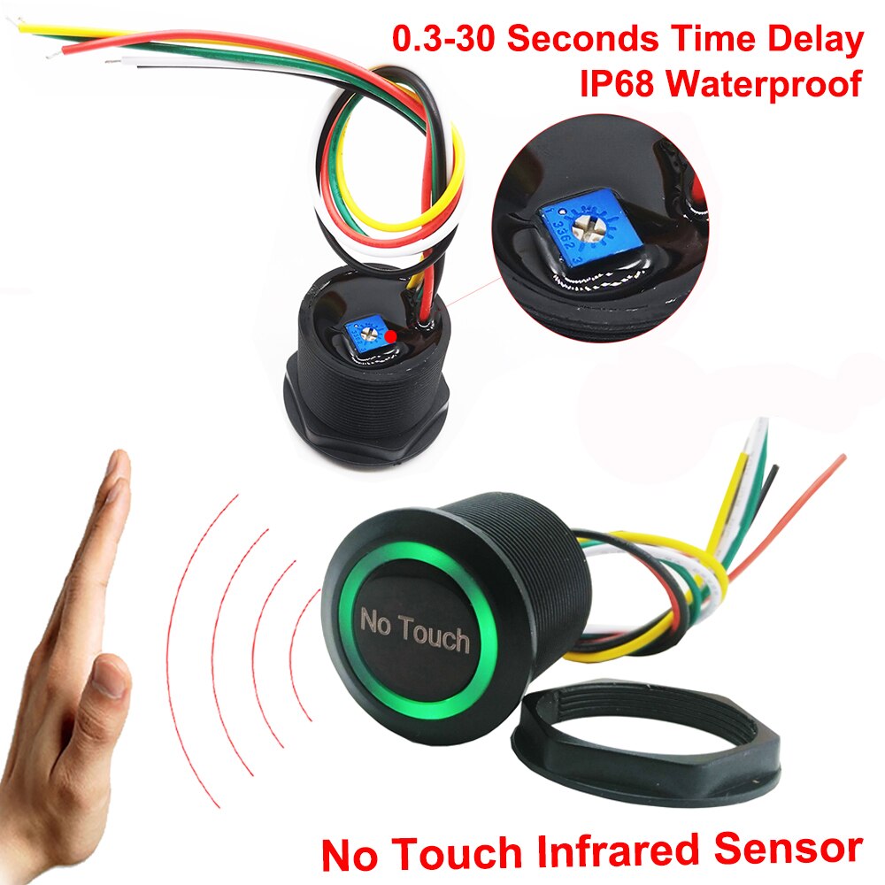 DC12V 24V IP68 Waterproof Time Delay No Touch Exit Button with 304 Stainless Steel Plate: K6D