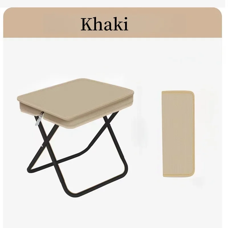 Estuche para lápices al aire libre, Mini bolso portátil plegable, taburete plegable ultraligero, taburete plegable para Picnic, Camping y pesca: Color blanco arroz