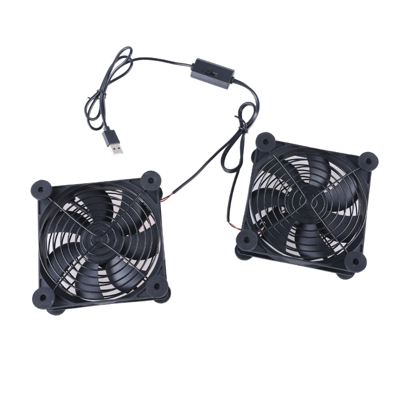 USB Computer Fans Double 120mm 5V USB Fans 2000rpm 3 Adjustable Speed Fan Cooling Fan for Router Modem Receiver