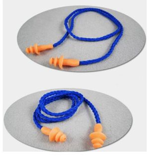 NRR 25dB Soft Silicone Corded Reusable Ear Plug Washable Noise Defense Hearing Protection 65cm