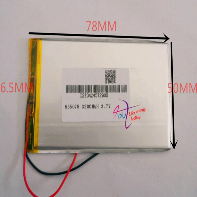 655078 3.7V 3200mah 655080 705080 Lithium polymer Battery with Protection Board For PDA Tablet PCs Digital Products