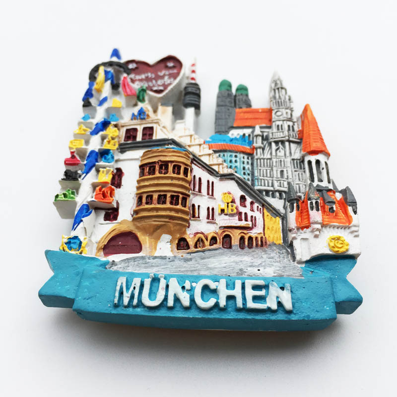 Magneet Duitsland Munchen München Stad Kleurrijke Biulding Lanmark Keuken Decoratie Magnetische Sticker Resion Stereo Art