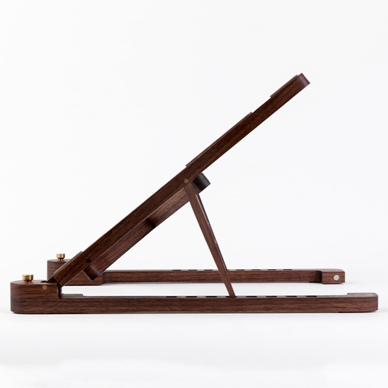 Wood Laptop Stand Foldable 8 Levels Height Adjustable Portable Notebook Holder Computer Support for MacBook Air Pro 11-17&#39;&#39;