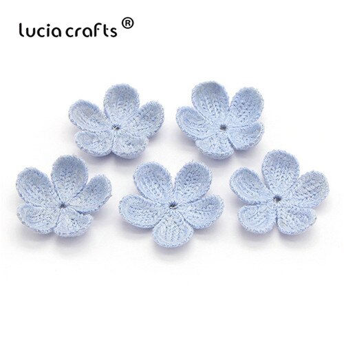 Lucia crafts 10/13 stuks 35mm wollen bloemen naai-op patches voor decoratie diy handgemaakte materialen accessoires  b0104: C3 blauwe 10 stuks