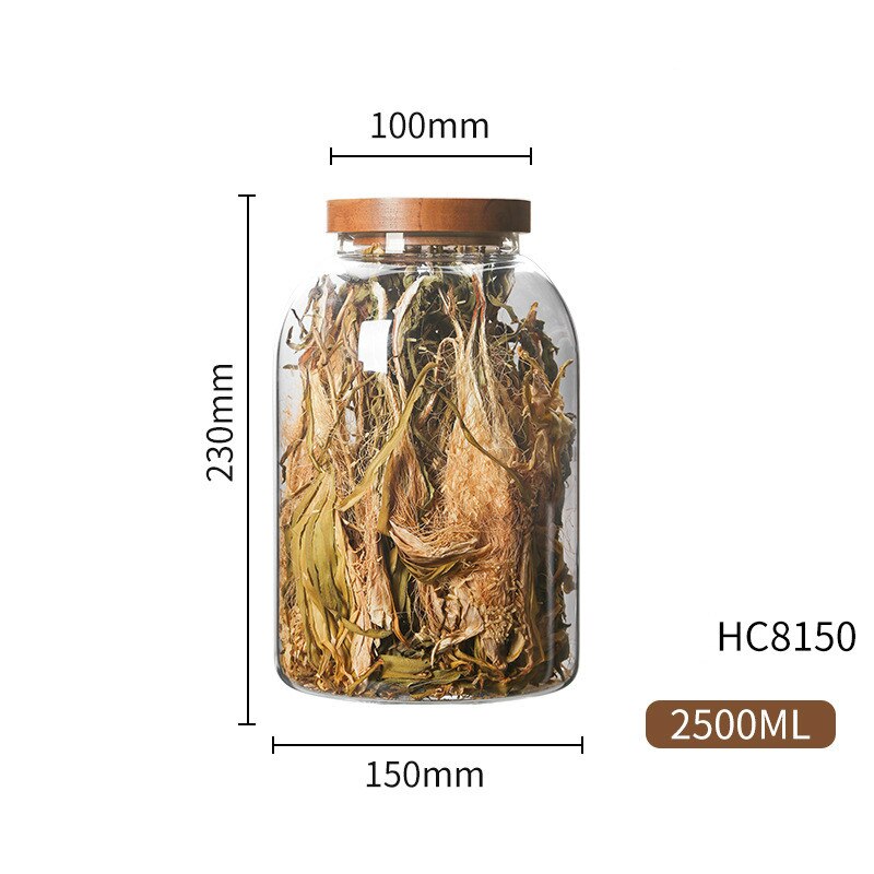 Botellas de almacenamiento de vidrio con tapa de madera, tarros grandes para alimentos, té, granos de café, dulces, 350-3000ml: 3000ML