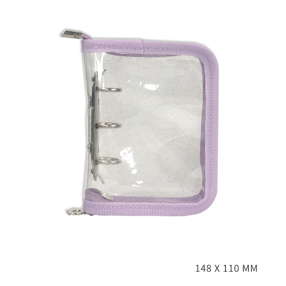 Classeur Transparent à 3 trous pour carnet de notes, mignon et , à feuilles mobiles, anneau pour livre à main, dossier Portable, planificateur pour journaux scolaires: purple