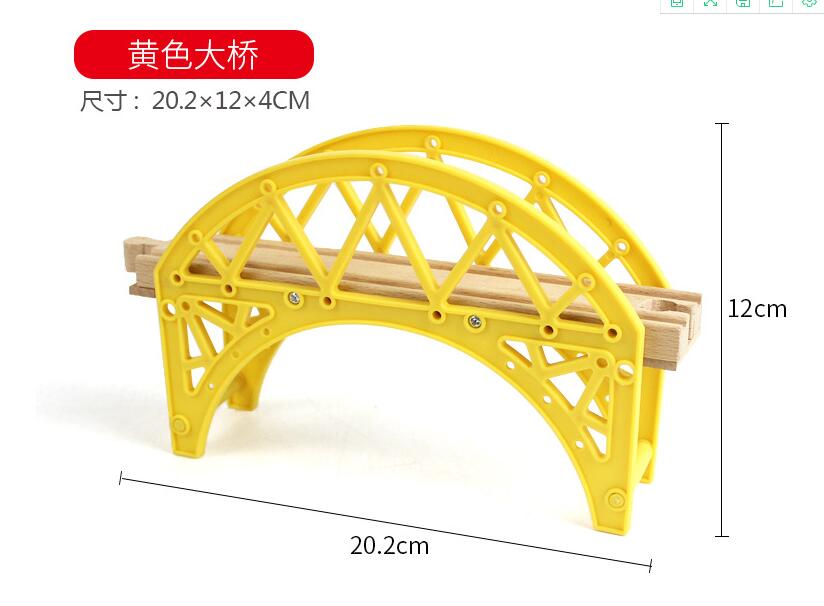 EDWONE tutti i tipi di ponti binario in legno faggio treno ferroviario in legno accessori per binari circolari adatti per Biro: Yellow Bridge