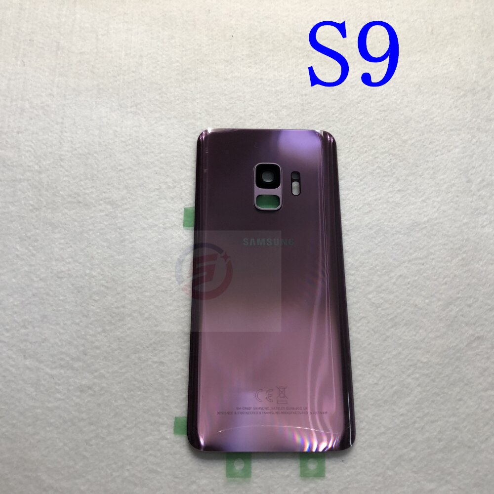 S9 Rear Battery Door Case For Samsung Galaxy S9 Plus G960F G965F Back Glass Housing Cover + Adhesive +Camera Glass Lens Frame: S9 Purple