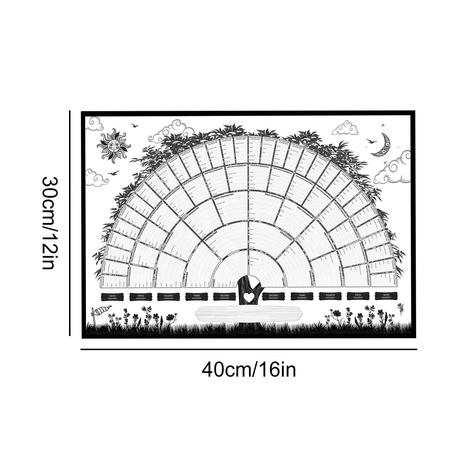 Mural de paisaje familiar para decoración de dormitorio, pintura en lienzo con arte contemporáneo impreso, 5 generaciones: S
